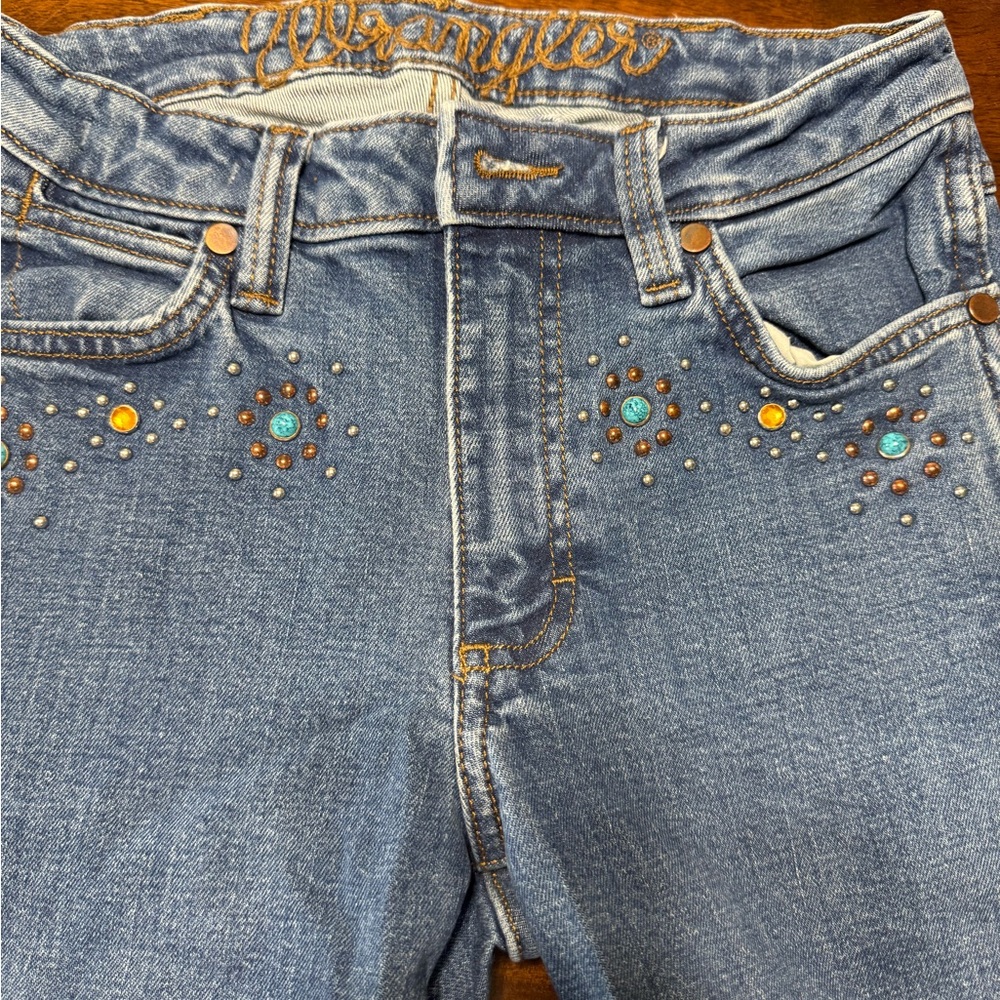 Wrangler Blue Jeans with Colorful Bead Accents